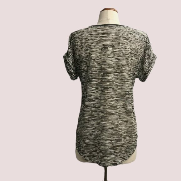 Country Road | Size S/M | Black & White Knit Short Sleeve Top - Picture 6 of 7